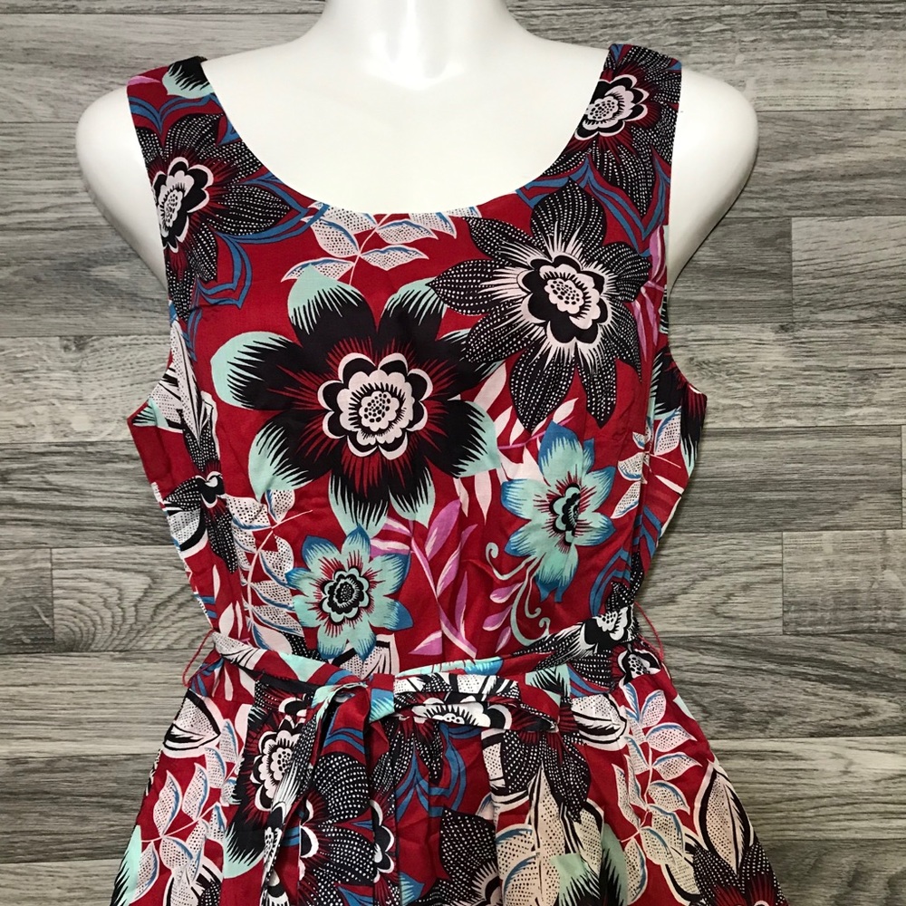 Talbots Red Flower Print Dress - Picture 2 of 9
